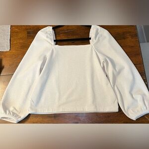 Madewell Cream Crepe Square-neck Puff Sleeve Blouse